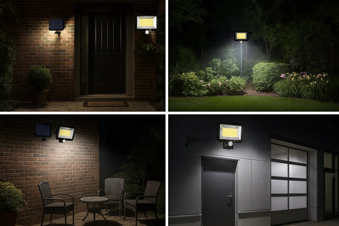 100 LED Solar PIR Motion Sensor Garden Wall Light
