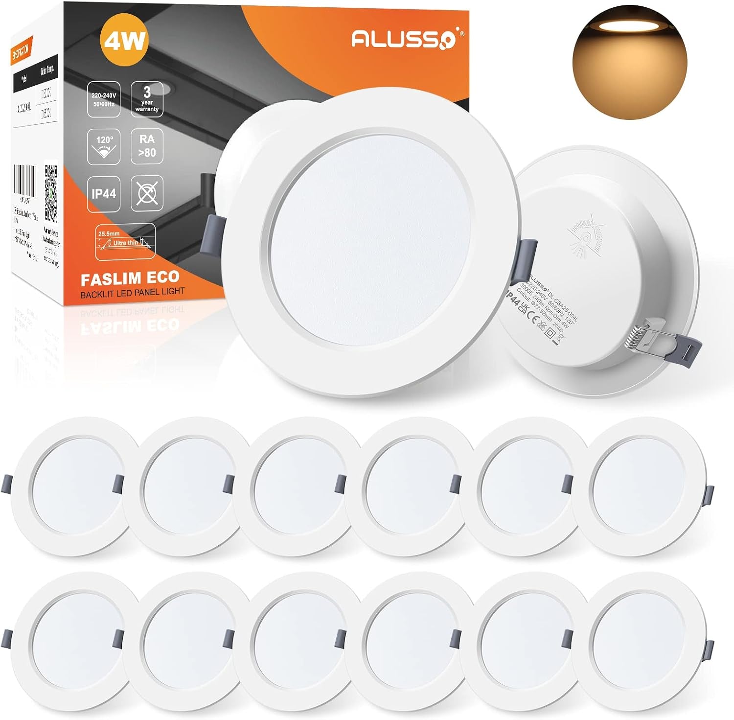 LED Downlights for Ceiling 9W Ultra Slim LED Recessed Ceiling Spot Lights 6500K Cool White IP44 Waterproof Spotlights Ceiling Lights for Bathroom Kitchen Living Room, 6 Pack