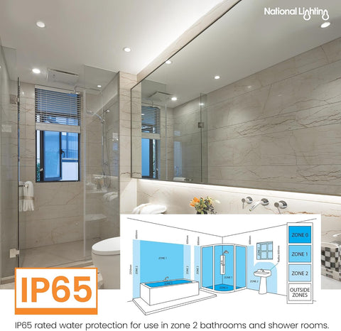 SPECULO Ultra Slim Compact Chrome Fire Rated Downlight Recessed LED GU10 round Spotlight Ceiling Light for Bathroom, Shower, Kitchen IP65 Rated