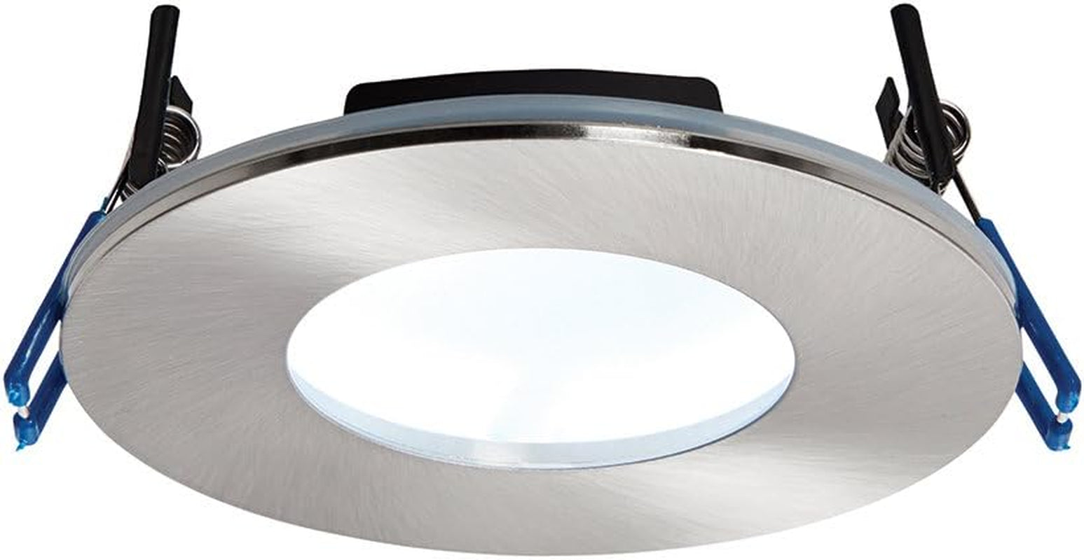 Saxby Orbitalplus 9W Satin Nickel Die Cast Aluminium IP65 Cool White Recessed anti Glare Fire Rated LED Downlight