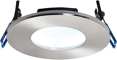 Saxby Orbitalplus 9W Satin Nickel Die Cast Aluminium IP65 Cool White Recessed anti Glare Fire Rated LED Downlight