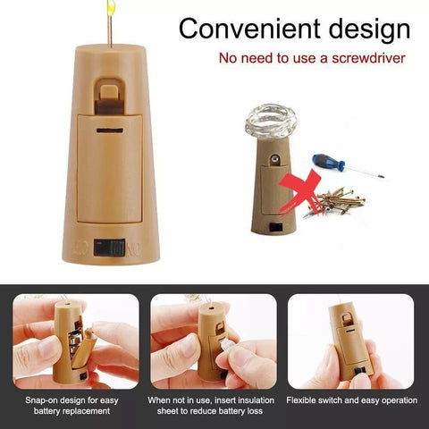 Wine Bottle Cork Fairy String Lights – 20 LEDs – UK