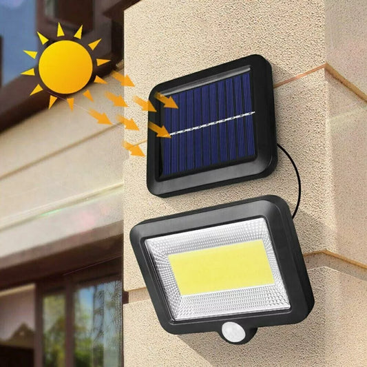 100LED Solar Powered PIR Motion Sensor Garden Wall Light Security Flood Outdoor