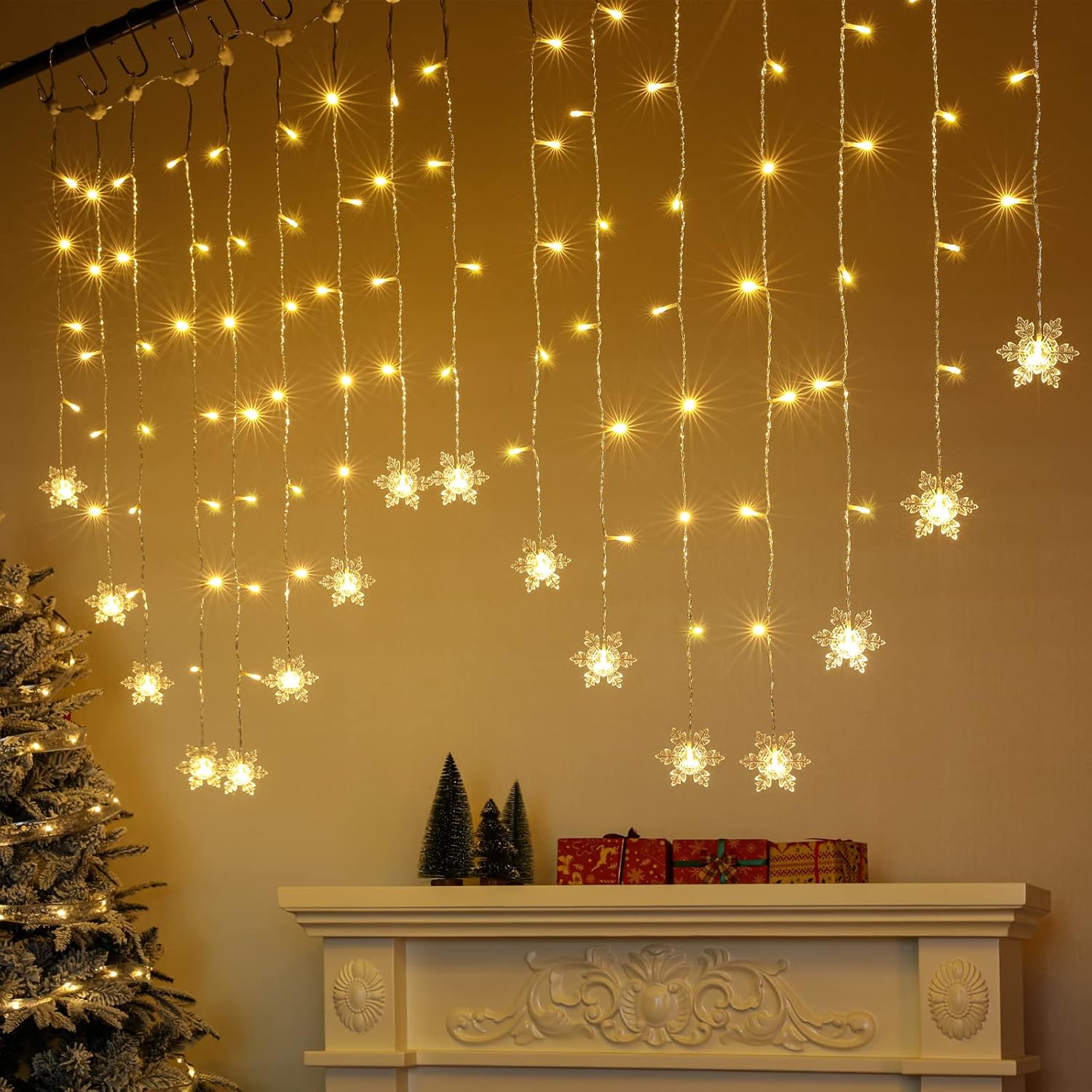 104 LEDs Christmas Snowflakes Window String Lights In UK - Shop Now!