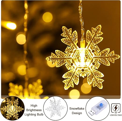 104 LEDs Christmas Snowflakes Window String Lights In UK - Shop Now!