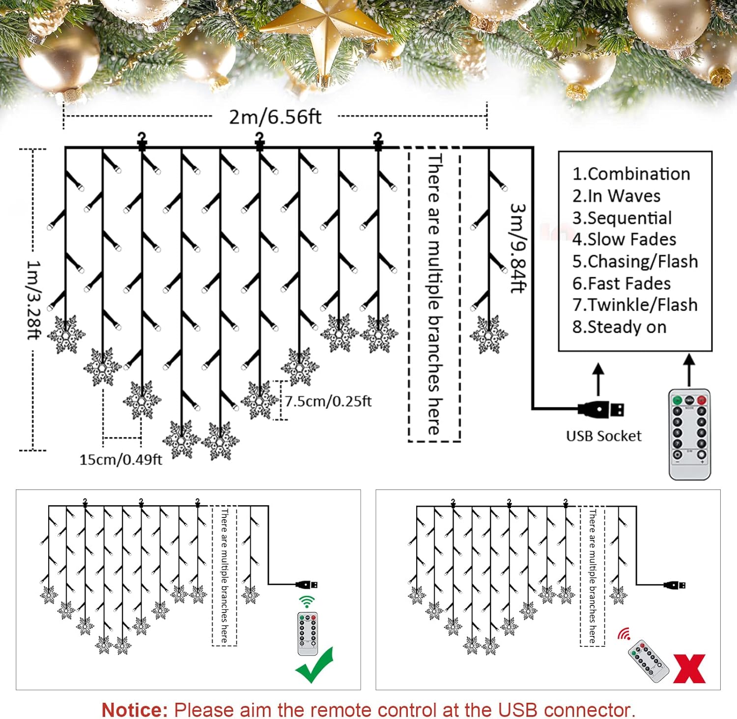 104 LEDs Christmas Snowflakes Window String Lights In UK - Shop Now!