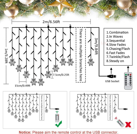 104 LEDs Christmas Snowflakes Window String Lights In UK - Shop Now!