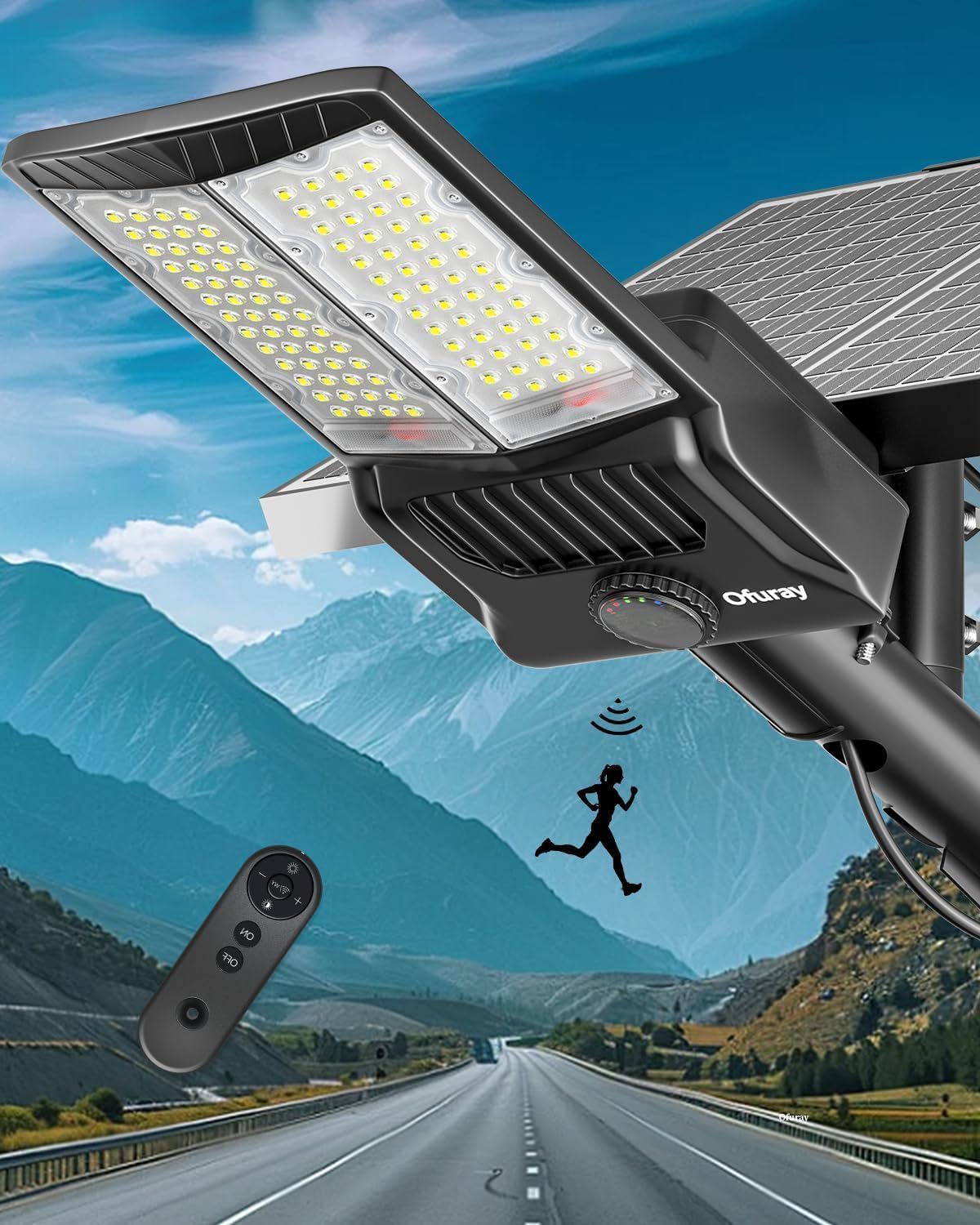 10500W Solar Street Lights Outdoor, 6500K LED Commercial Flood Lights with Motion Sensor, IP67 Waterproof Security Lighting