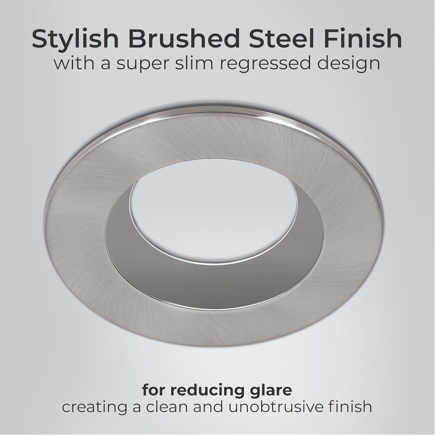 Recessed Bezel for Downlights, Slim Profile, Ftype MK2, Ftype Essence, Ftype Ultra, LED Downlight Accessories, Brushed Steel, 76Mm Cut-Out, FTBZRBS