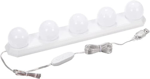 LED Vanity Mirror Lights USB Dimmable 3 Color 10 Levels Brightness with 5 Bulbs 7.55Ft Long USB Cable for DIY Make up Bath Mirror Lamps Bathroom Lights