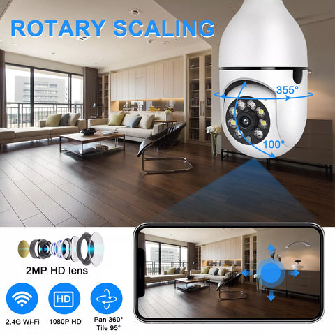 2-Pack E27 Light Bulb Security Camera Wi-Fi – Smart Home 1080P
