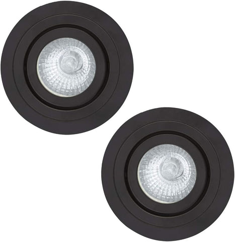 Circular IP65 Recessed Downlights, Matte White | Pack of 2, Bathroom, Tiltable, GU10