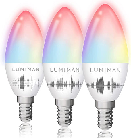 E14 Smart Light Bulb, Alexa Candle Bulb, Colour Changing Chandelier Lights, Dimmable Tunable, RGBCW,4W 400LM, Works with Alexa and Google Assistant, APP Control by Smartphone [Energy Class F] - thelights4u.com