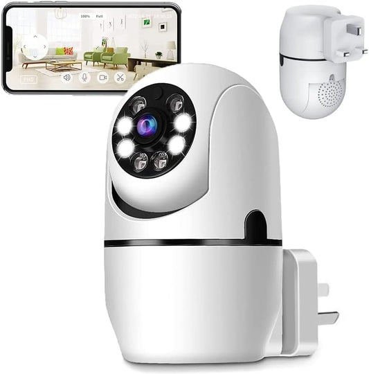 HDAKDDHG Security Camera ,Socket WIFI Camera,Smart WIFI Camera Wireless Dual Light Source Infrared/Full-color Night Vision HD 200W Pixel, Motion Detection and Alarm APP Operation Monitor for Home