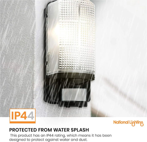 Black Outdoor PIR Motion Sensor Bulkhead Security Light