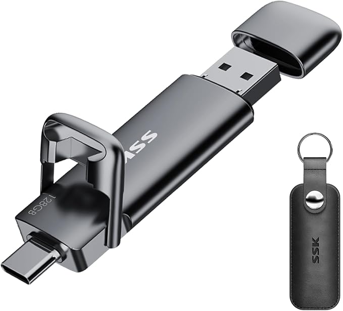 128GB USB-C Dual Flash Drive – 550MB/s USB 3.2 Gen2 Solid State Drive, Type-C + USB-A External SSD Stick for Phone, Laptop & Tablet