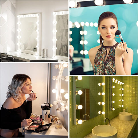 Vanity Mirror Lights Kits, 10 Bulbs Hollywood Style LED Makeup Lights with USB Cable, 3 Colour Changing & 9-Level Brightness, Make up Light for Dressing Table Room, Bathroom, Bedroom