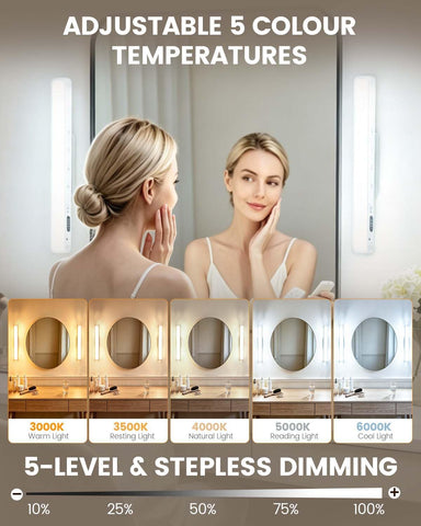 Rechargeable Makeup Light Magnetic Mirror Lights Stick on 2 Pack | Vanity Lights with Remote & Touch, Dimmable & 5 Color Temperatures, Portable Make up Light for Bathroom Closet Dressing Table