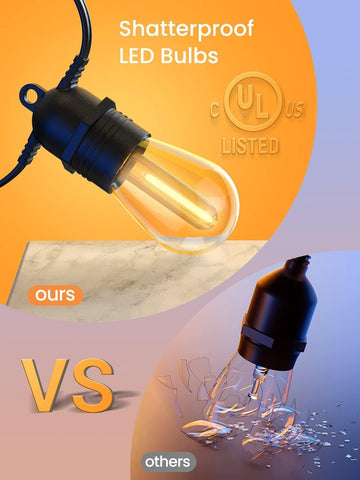  shatterproof S14 LED bulb on outdoor 
