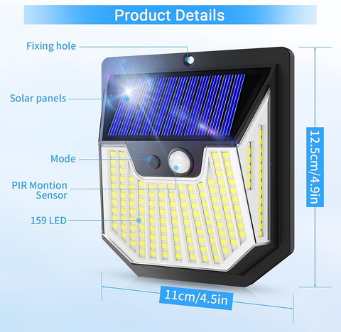 159 LED solar security lights

