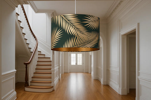 Dark Green and Gold Pendant Shade – 25 Cm – Table or Ceiling