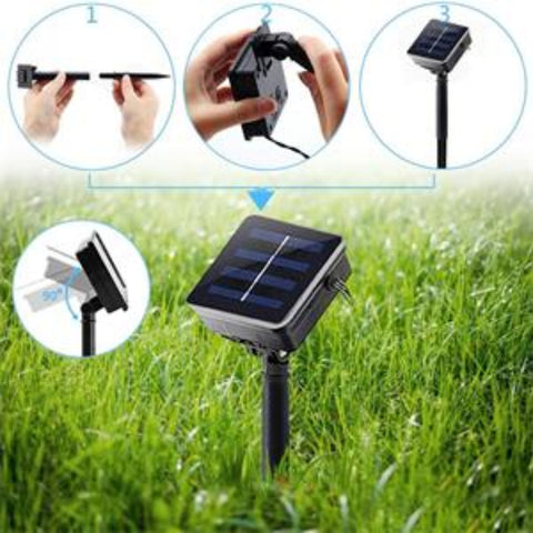 White solar fairy lights with 8 modes for garden decoration.

