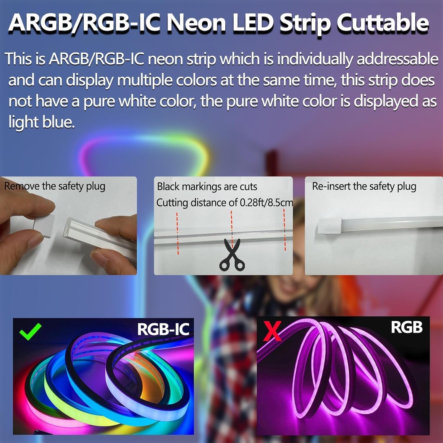 15M Neon Rope Light, Ws2811 RGB+IC Flexible Led Lights Control with App/Remote, Chase Mode, IP65 Outdoor Waterproof, Music Sync Light Strip for Bedroom