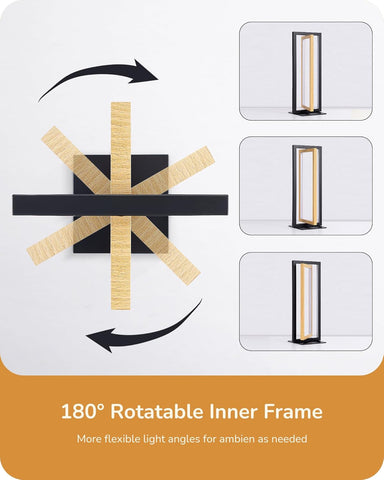 180-degree rotatable inner frame with flexible light angles on a white background
