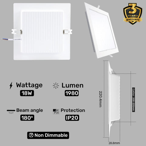 UK Energy Efficient 18W LED Ceiling Light Panel

