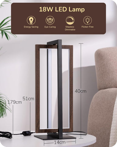 18W LED lamp with dimensions and features on a white background