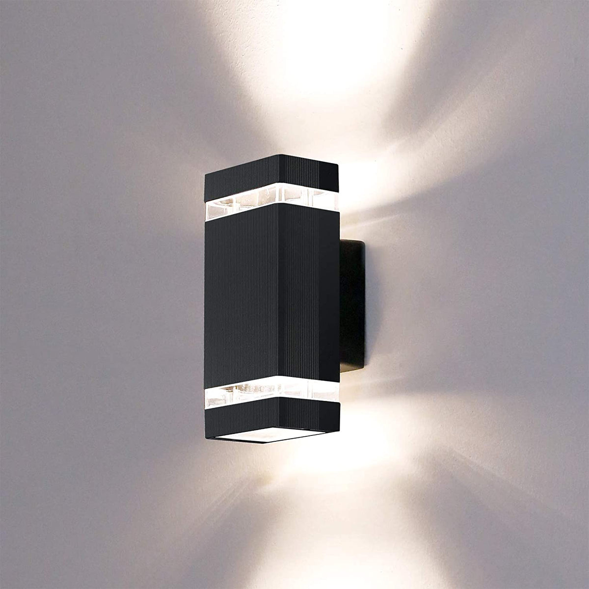 LED Outdoor Wall Lamp, Aluminum Up/Down Outside Wall Light Exterior Wall Sconce, IP44 Waterproof, Black
