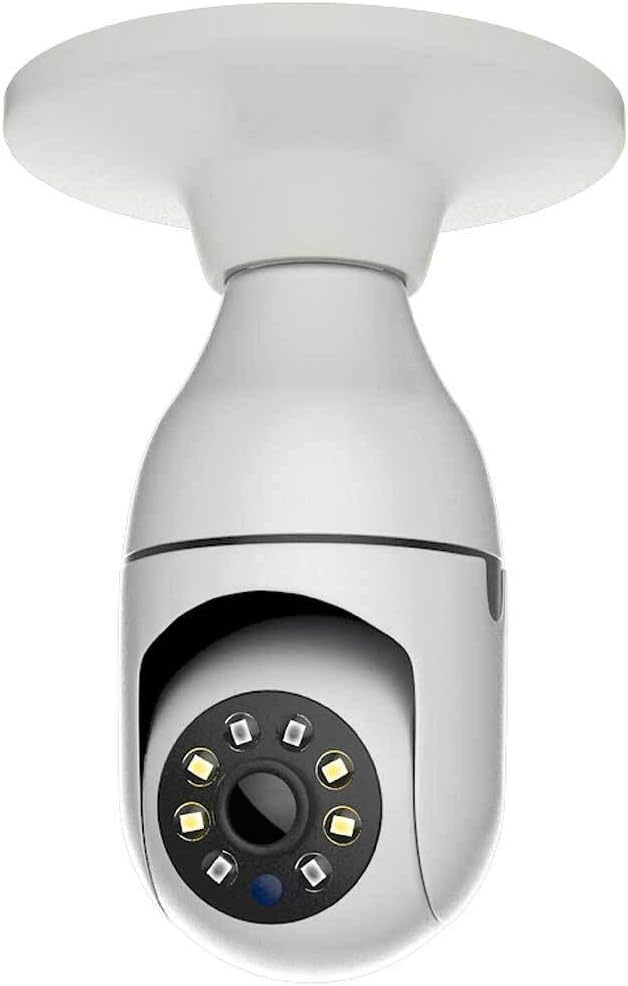 High Street TV IC360 Smart Security Light Bulb Camera - 360 Rotational Views & 180 Tilt - Smart Tracking from Mobile - 3 Vision Modes & Motion Detection Notifications - No Wires or Cables - White