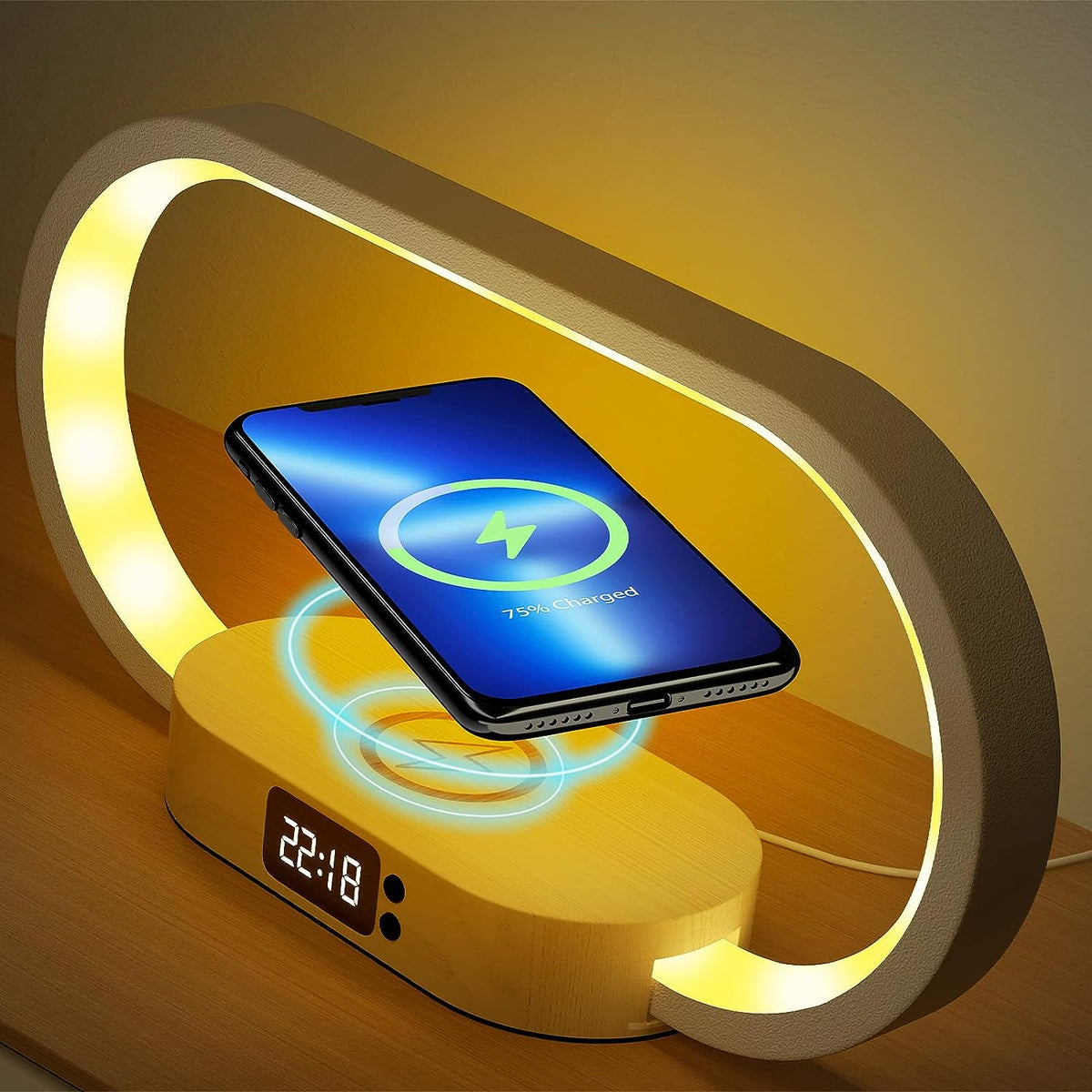 Bedside Lamp Wireless Charging, Touch Control LED Table Lamp Dimmable for Bedroom USB Night Light with 5 Colors Temperatures