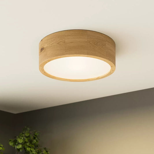 Envostar Kerio Ceiling Lamp, Natural Oak, 27 cm - Unique European Wooden Light