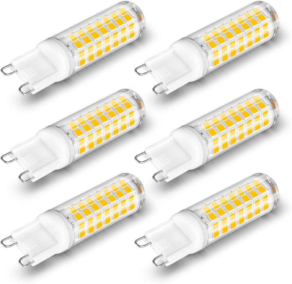 G9 7W Dimmable LED Bulbs, Warm White 2700K, 6-Pack, 600LM, Energy Saving, Halogen Replacement