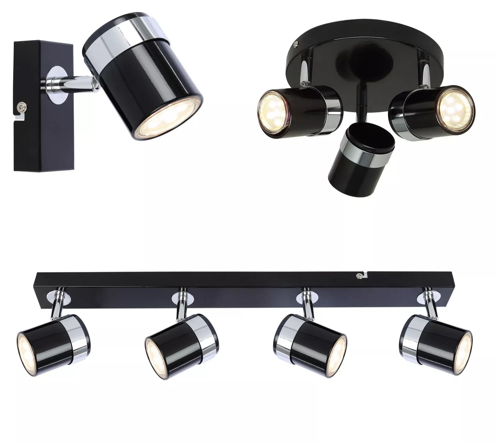 Frisco 4-light Adjustable Split Bar Ceiling Spot Light, Black, So