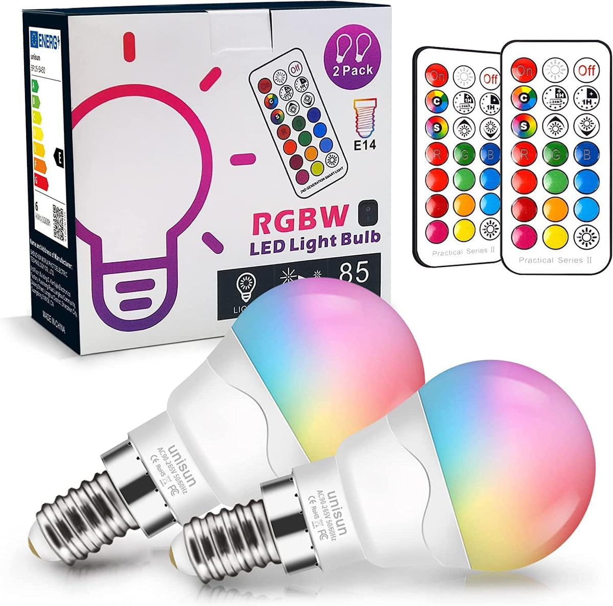 LED E14 Light Bulbs 6W (Equivalent to 40W), RGB Colour Changing Light Bulb Dimmable Edison Screw Coloured Bulb, Night Light Bulb for Home Bar Party KTV Mood Ambiance Lighting [Energy Class E]