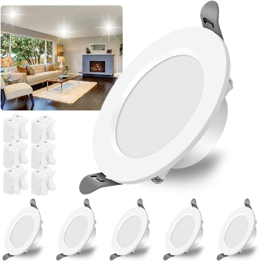 LED Recessed Ceiling Spotlights 6W Energy Saving led spotlights Cool White Ultra Slim Round Downlights (Pack of 6)
