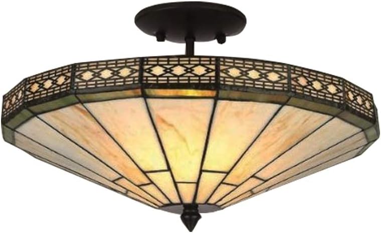 Tiffany Stained Glass Ceiling Light - Handmade Uplighter Shade for Living Room | 16x11 inches