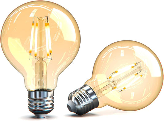 Vintage Edison LED Light Bulb 4W G80 E27 Bulb 2700K, 40W Equivalent, 400LM, Warm White Energy Saving Globe Decorative Bulbs, Retro Antique Filament Lamp, Non-Dimmable, 2 Pack [Energy Class E]