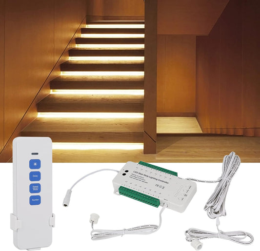 LED Intelligent Motion Sensor LED Stair Lighting Complete Set LED Step Lights for Indoor LED Stair Lights Home Smart Lighting,Cuttable LED Strip Light (16 Stairs, Warm White 2700K) [Energy Class G]
