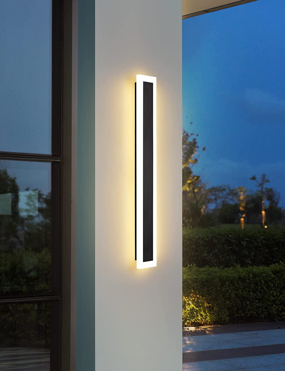 Outdoor Modern Wall Light Fixtures 12W LED Wall Sconces Rectangular Black Wall lamp Elegant Frosted White Acrylic