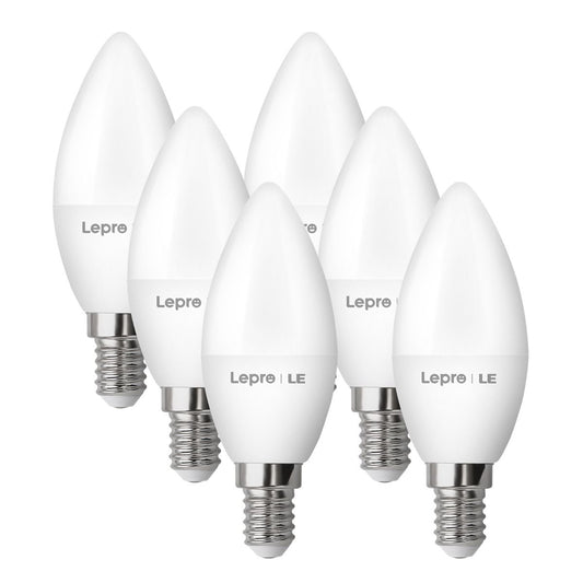 E14 LED Light Bulb, Small Edison Screw SES Candle Bulbs, 4.9W 470lm, 40W Equivalent E14 Bulb, Warm White 2700K E14 LED Bulb(6X)