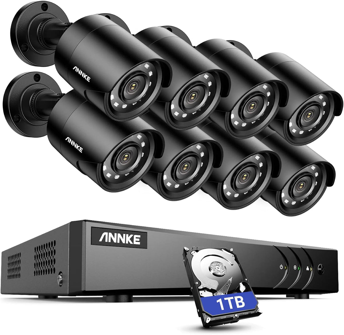 Outdoor, Smart Human/Vehicle Detection, 8 x 2MP Security Bullet Cameras and 3K Lite 8CH Surveillance DVR with 1TB HDD, Play Back, Email Alert with Images,IP66 Weatherproof - thelights4u.com