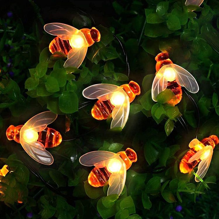 Honey Bee Solar Fairy String  Garden Lights Waterproof Outdoor/Indoor Garden Lighting for Flower Fence (Warm white)