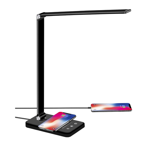 LED Wireless Charging Lamp, Dimmable Desk Lamp With Wireless Charger For Home Office, USB Charging Port table lamp with wireless charging