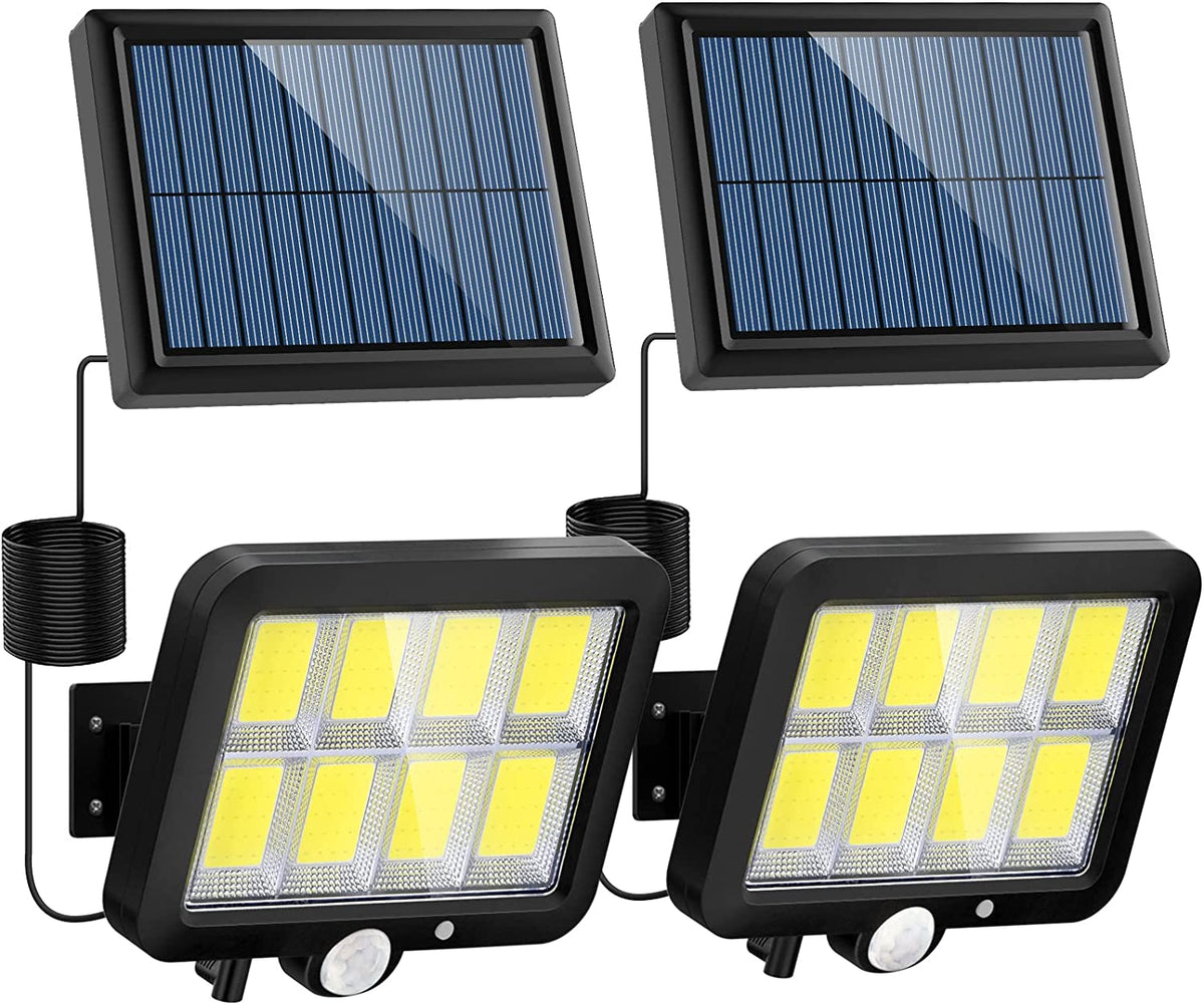 Solar Security Light Outdoor, Solar Motion Sensor Lights, IP65 Waterproof Solar Garden Lights with 16.4 ft Cord, 3 Lighting Modes Solar Powered Flood Lights 【2 Pack / 160 LED】