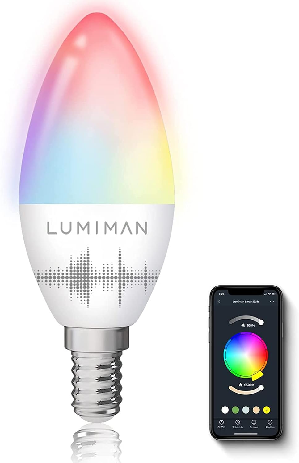 E14 Smart Light Bulb, Alexa Candle Bulb, Colour Changing Chandelier Lights, Dimmable Tunable, RGBCW,4W 400LM, Works with Alexa and Google Assistant, APP Control by Smartphone [Energy Class F]