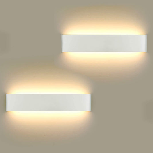 LED Wall Lights Indoor, 2 Pack 16W Warm White Modern Style Up and Down Wall Light, Perfect for Bedroom, Bathroom, Corridor, Stairs, (White)