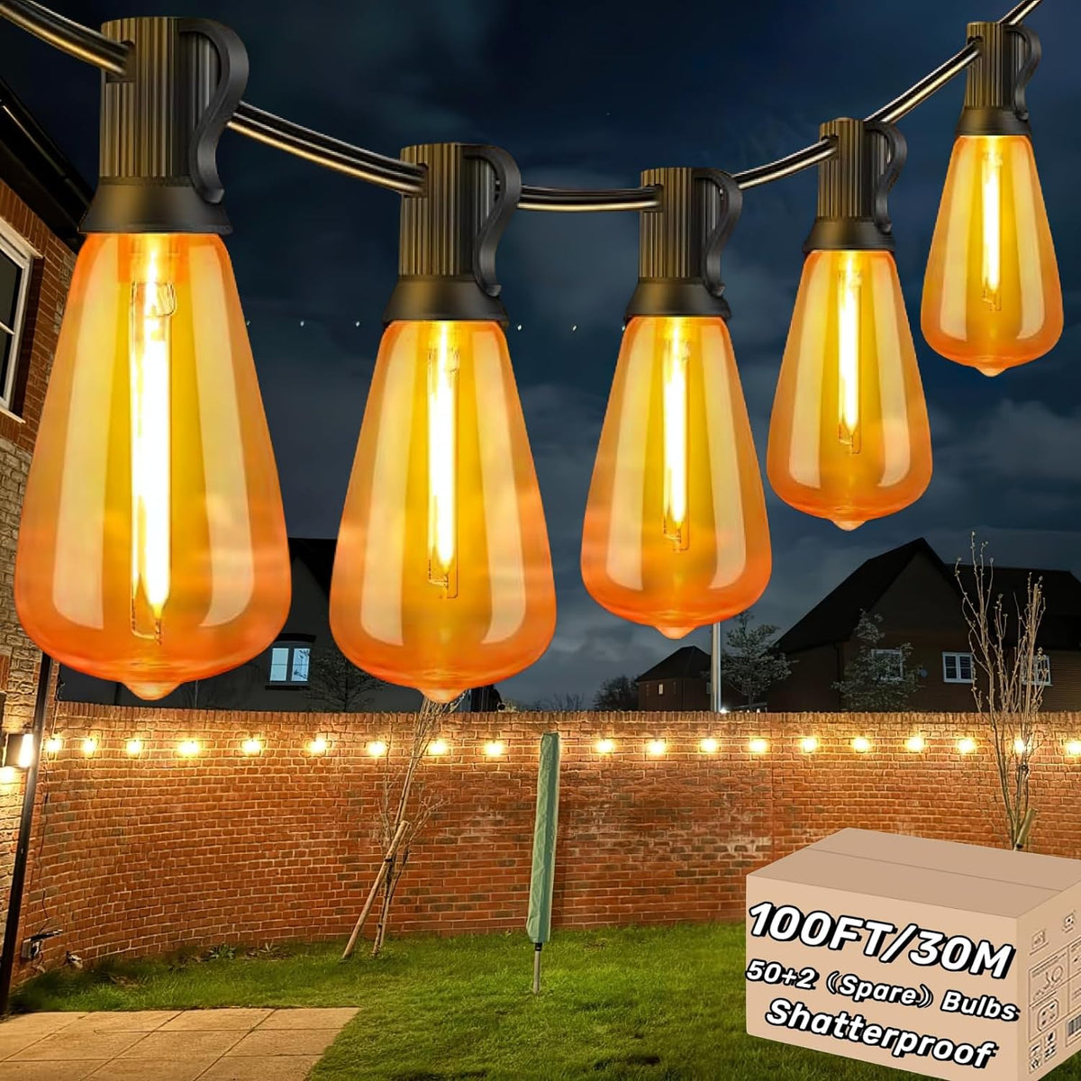 20M Festoon Lights Outdoor - Garden String Lights